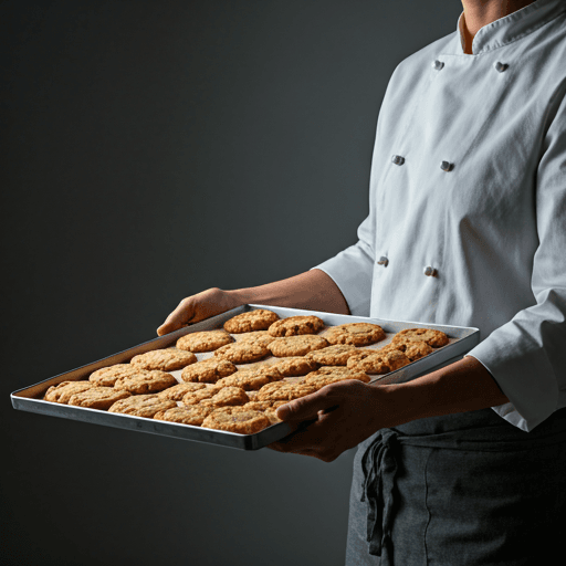 Chef pâtissier avec plateau de cookies
